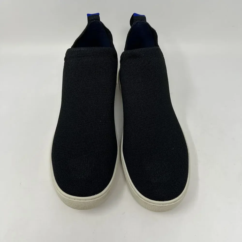 Rothy's Chelsea Sneakers Womens Size 10.5 Black Knit Pull On Shoes Boots Booties